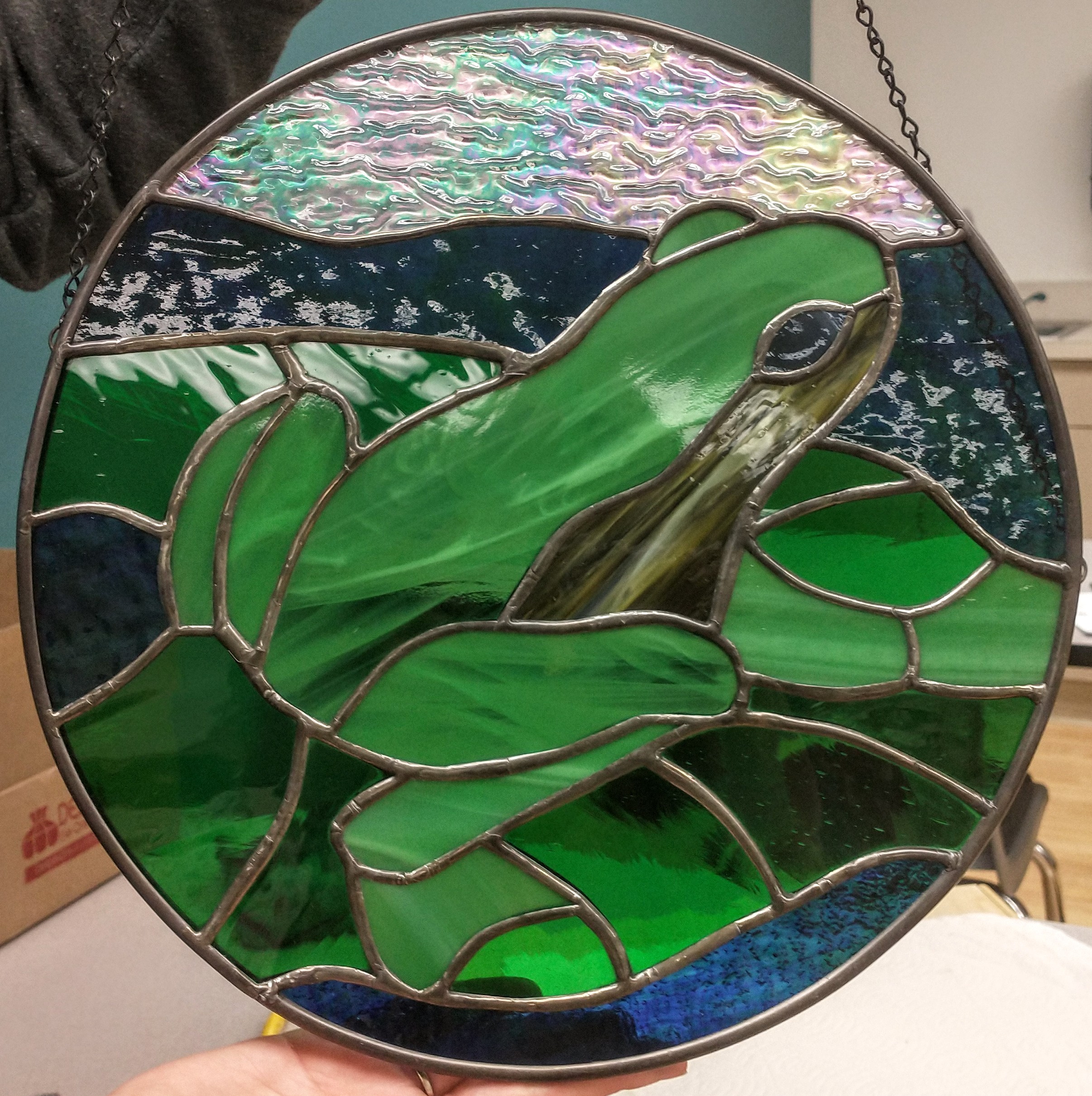 stained glass frog design