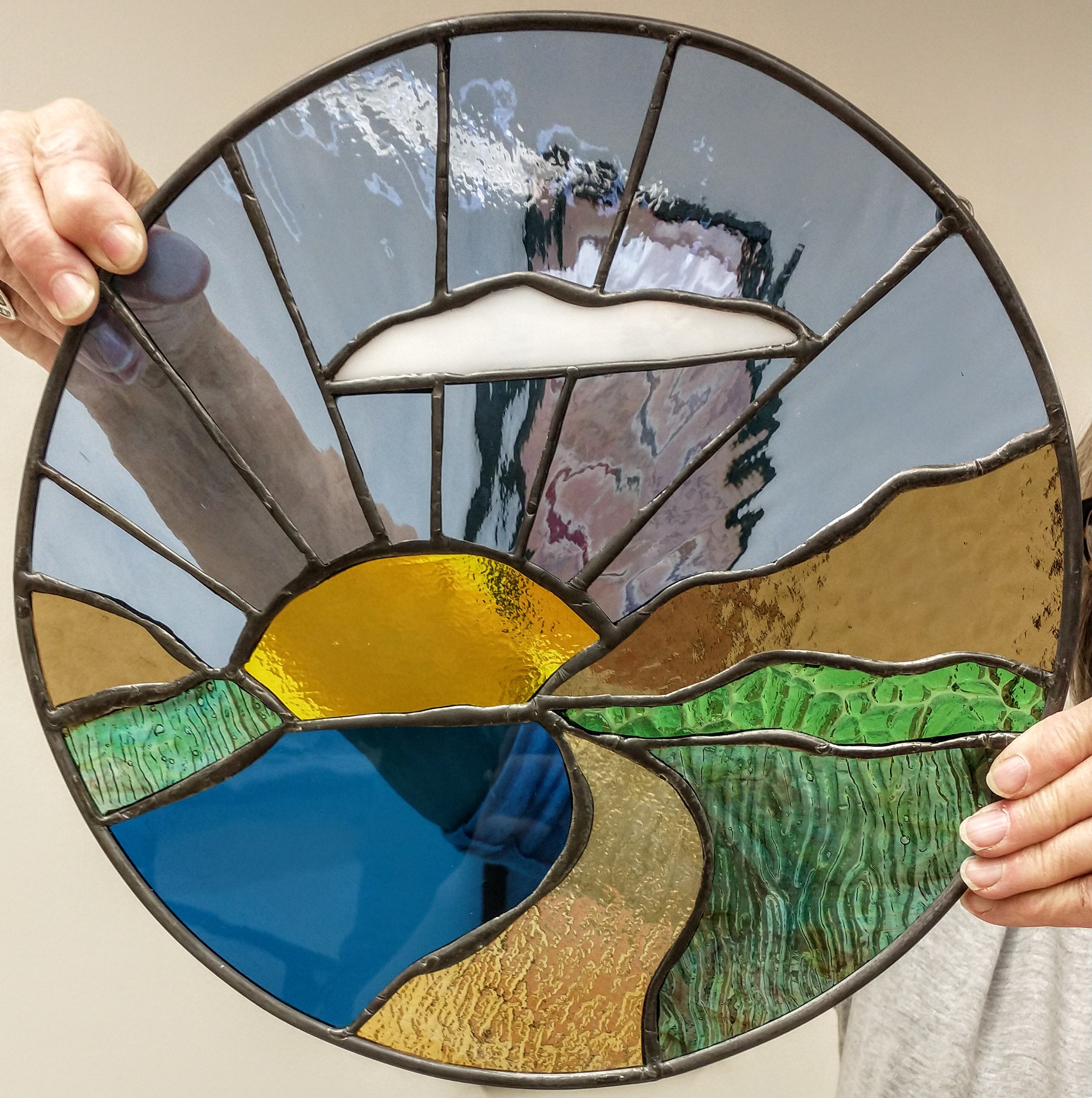 stained glass landscape artwork